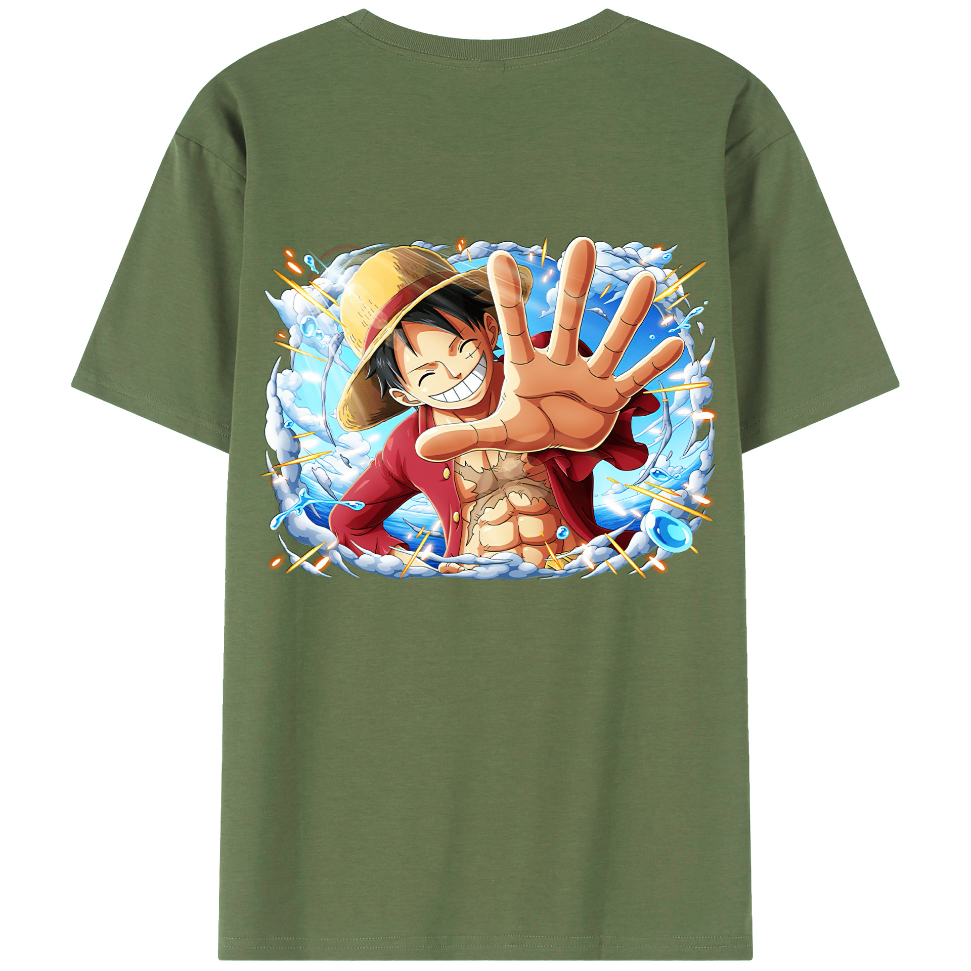 ワンピース モンキー・D・ルフィ ONE PIECE Monkey D. Luffy 綿100％ メンズ半袖Tシャツ（バックプリント） 通気性